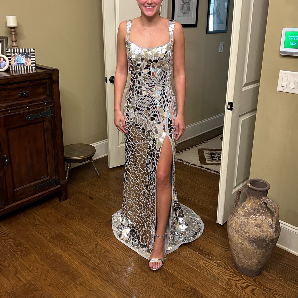 Stunning Silver Mirror Mosaic Gown